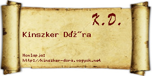 Kinszker Dóra névjegykártya